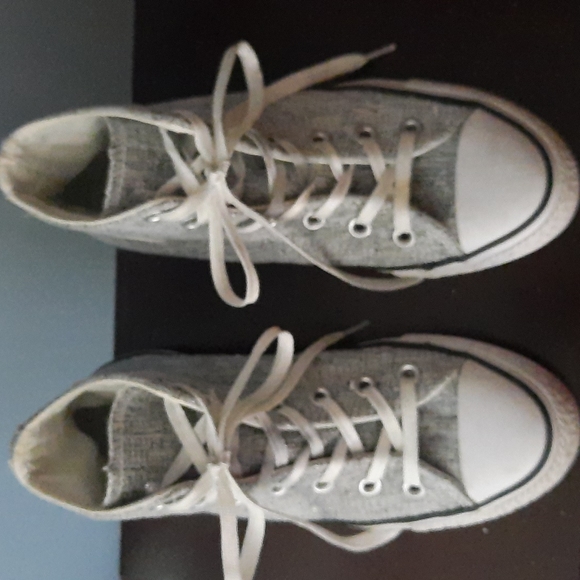 Converse Chuck Taylor All Star Grey & Glitter Fabric High Top Sneakers Size 6.5 - Picture 2 of 15